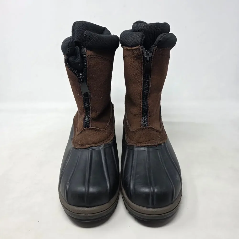 ComforTemp Leather Suede Rubber Duck Winter Boots Brown Black Mens 7